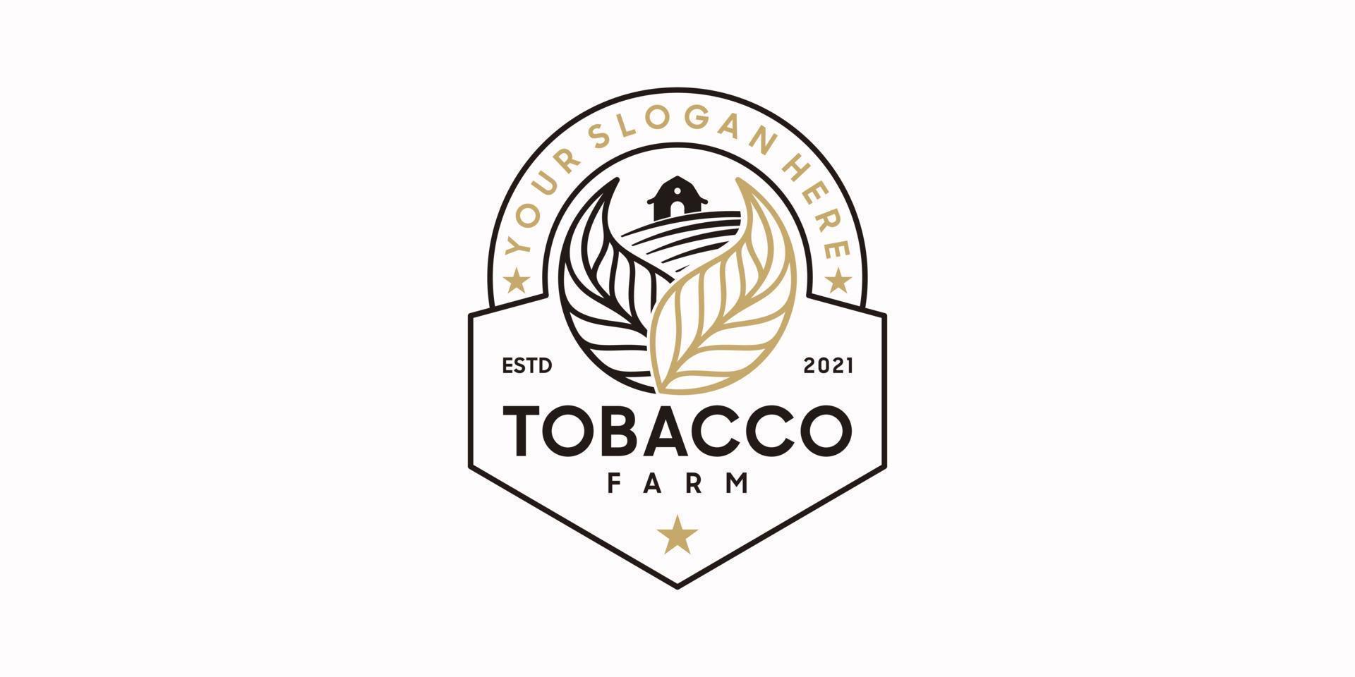 vintage tobacco farm logo with line art style, logo reference vector