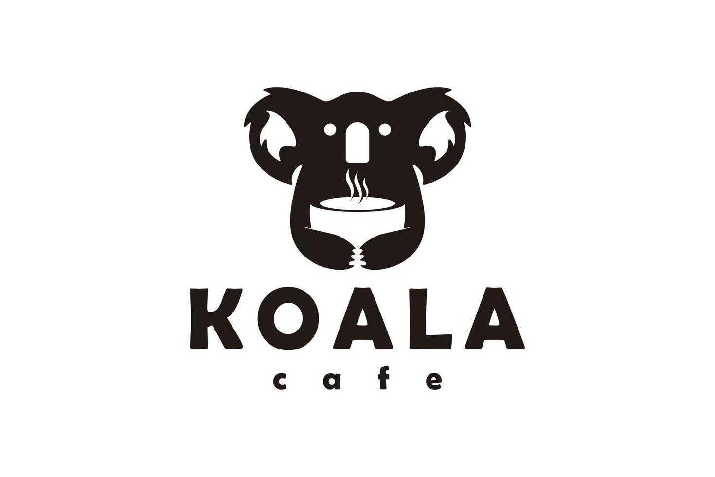 Koala logo design inspiration with a bowl of hot food vector