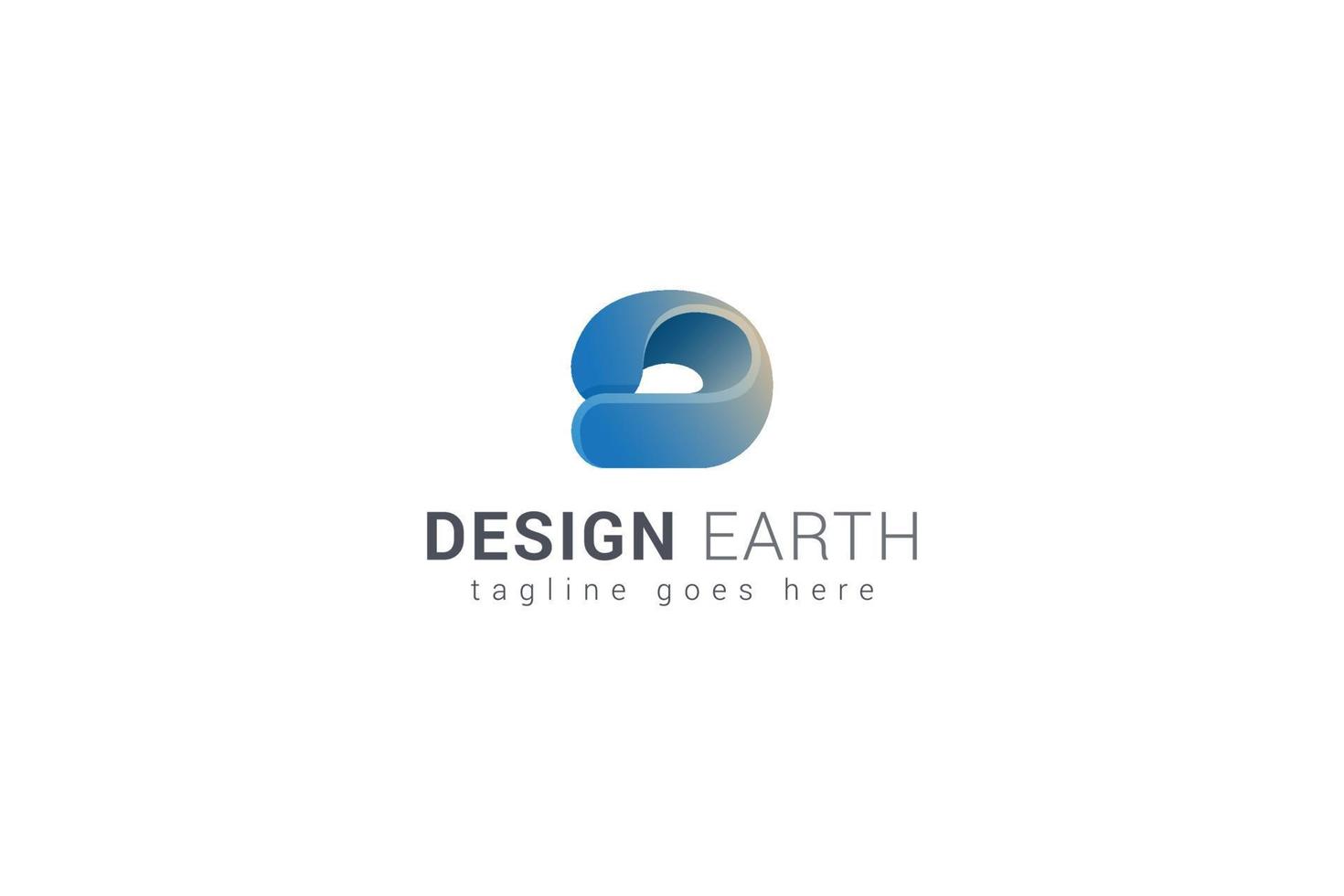 Letter D creative 3d blue colour technological logo vector