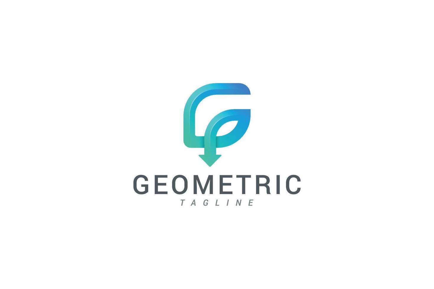 Letter G 3d Blue gradient technological arrow creative logo vector