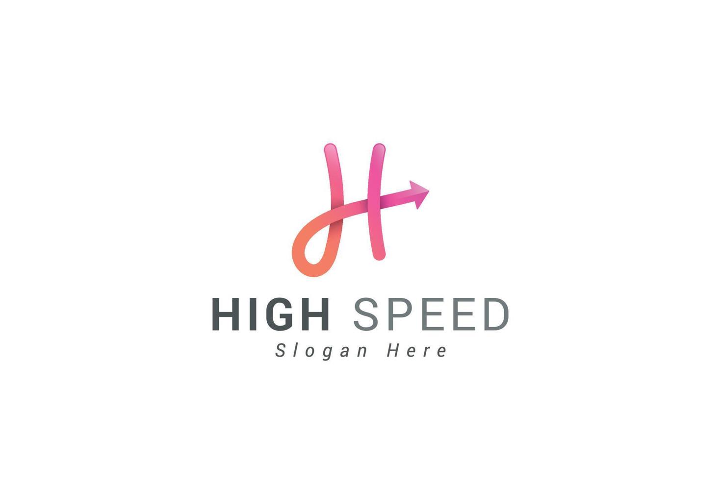 Letter H 3d red colour high speed arrow motion logo vector