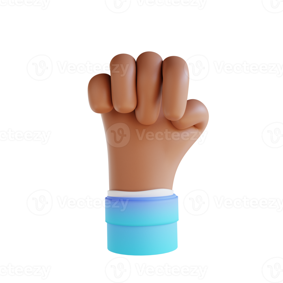 3D illustration Hands clenched hand gestures png