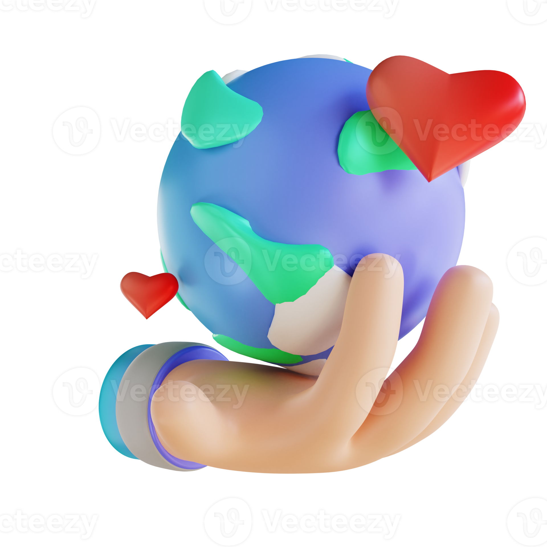3D illustration hand and love earth 10842274 PNG