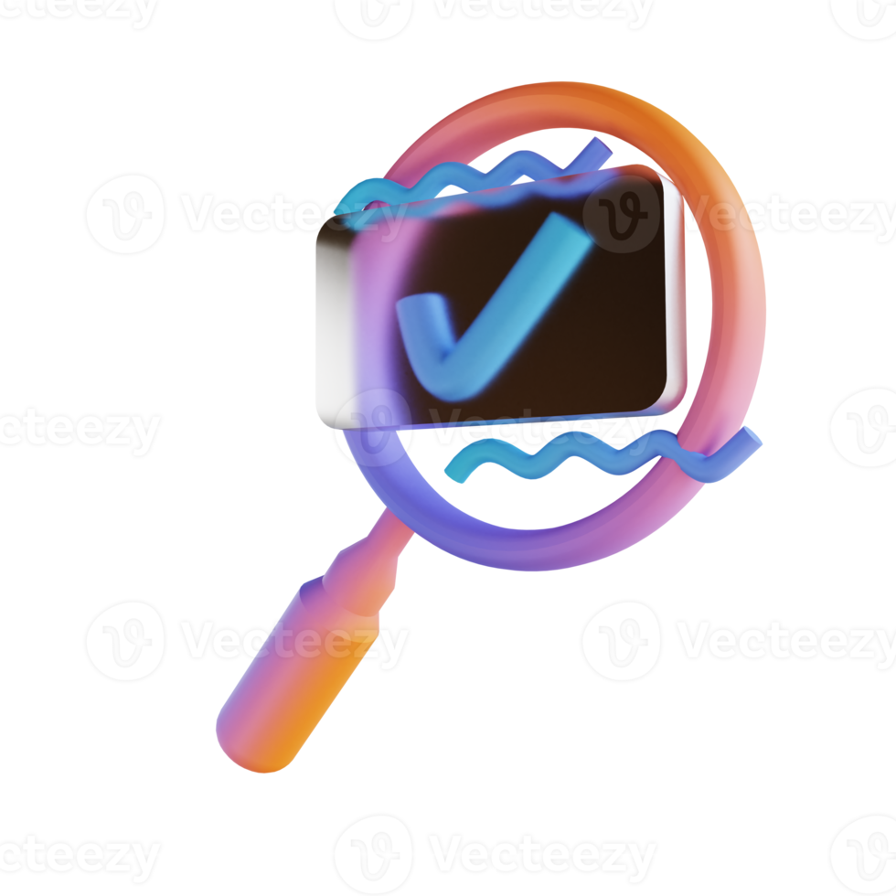 3D illustration search data checklist png