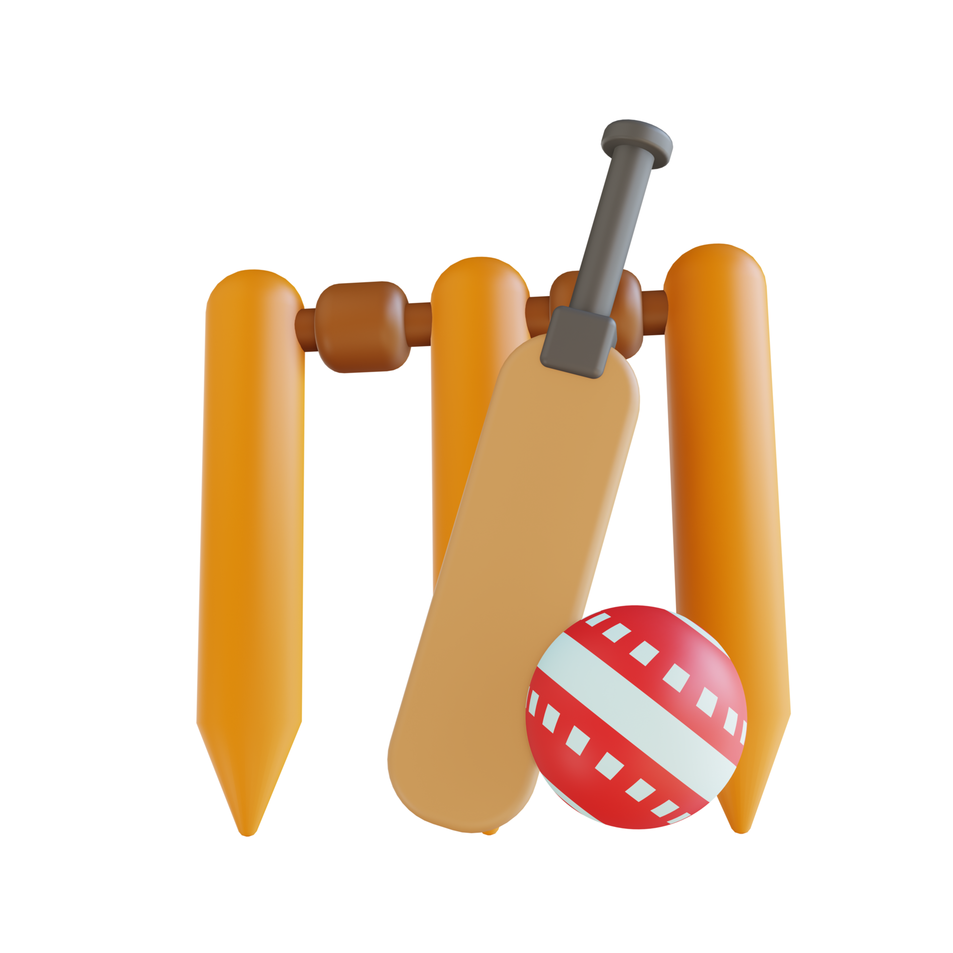 3D illustration cricket bat ball and wicket 10842294 PNG