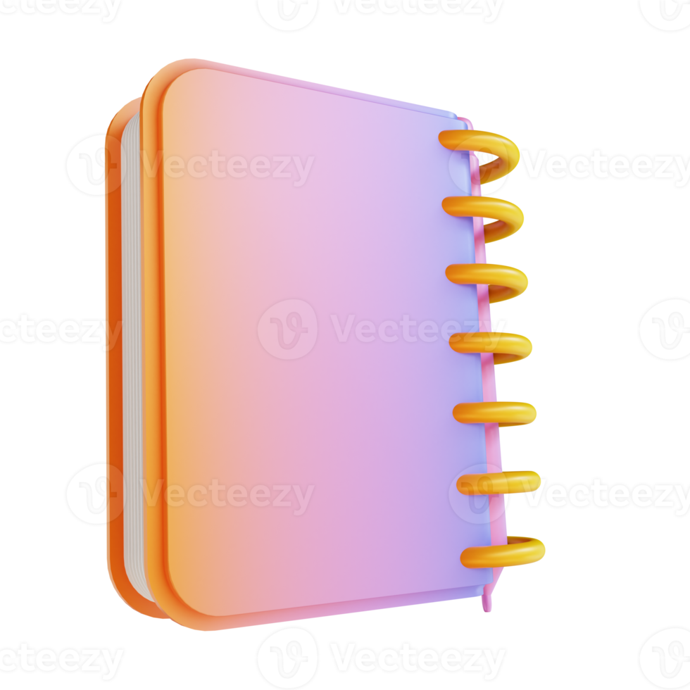 Cahier et crayon colorés d'illustration 3d png