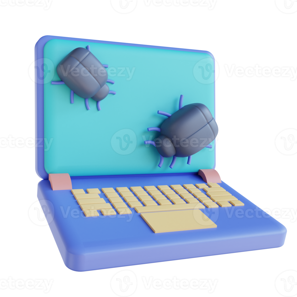 3D illustration virus laptop png