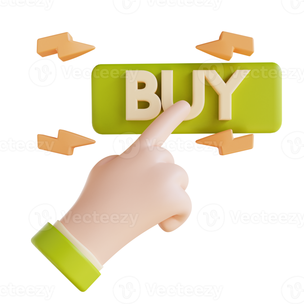 3D illustration hand and click buy png