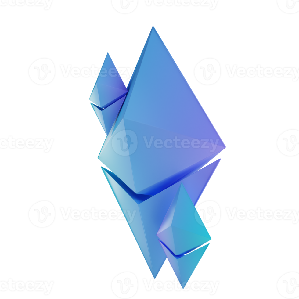 3D illustration Ethereum logo png