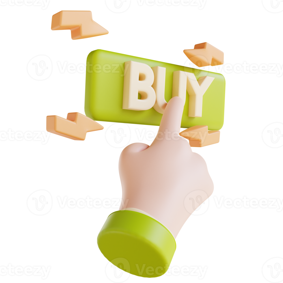 3D illustration hand and click buy png