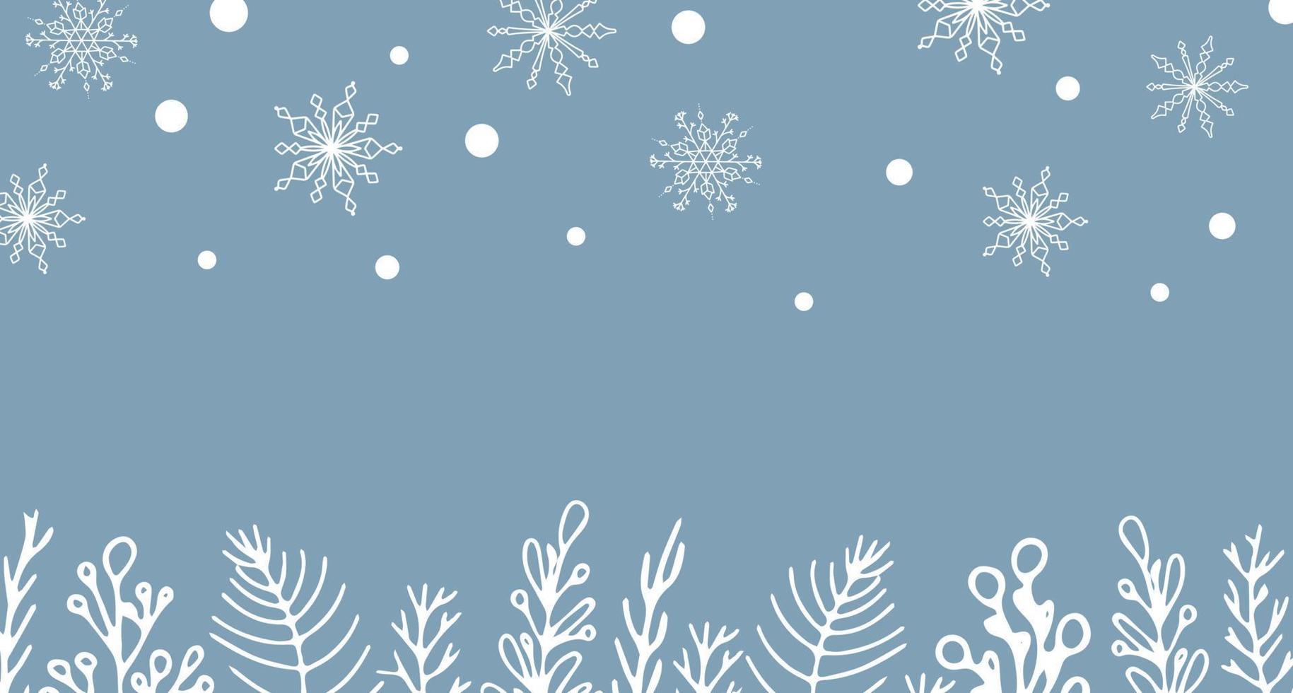 Beautiful set of white botanical elements Christmas tree, berries for winter design. Collection of Christmas New Year elements. Frozen silhouettes of crystal twigs on a blue background. vector