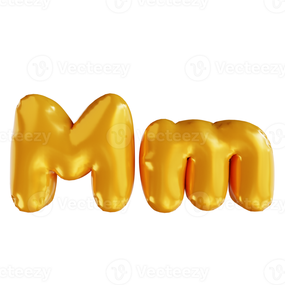 3d illustration balloon alphabet M png