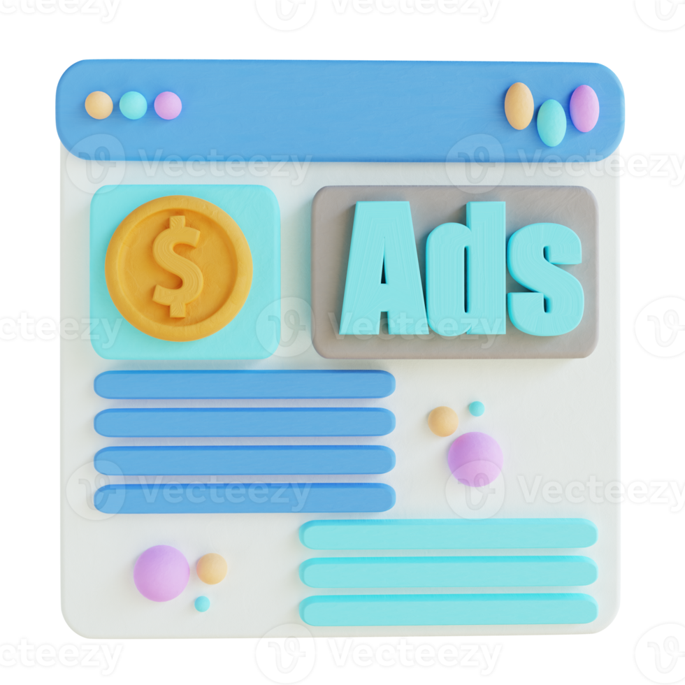 3D illustration online ads png