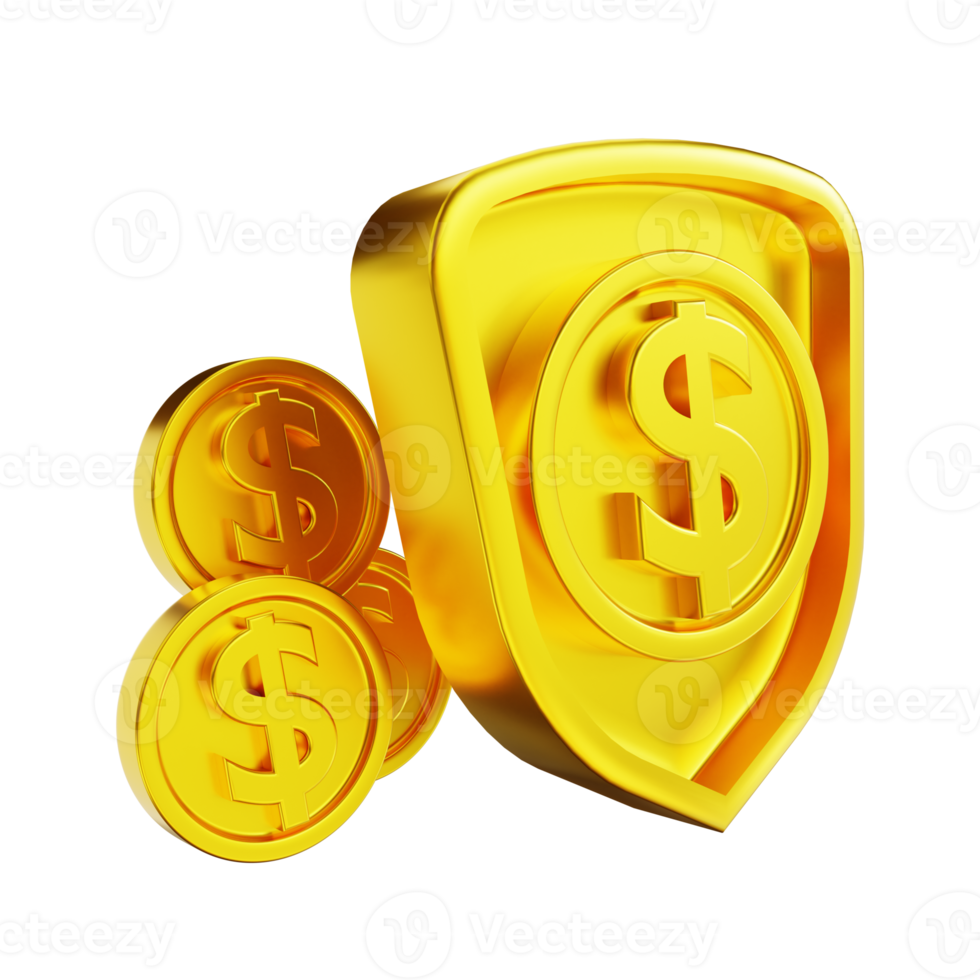 3D illustration golden money security png