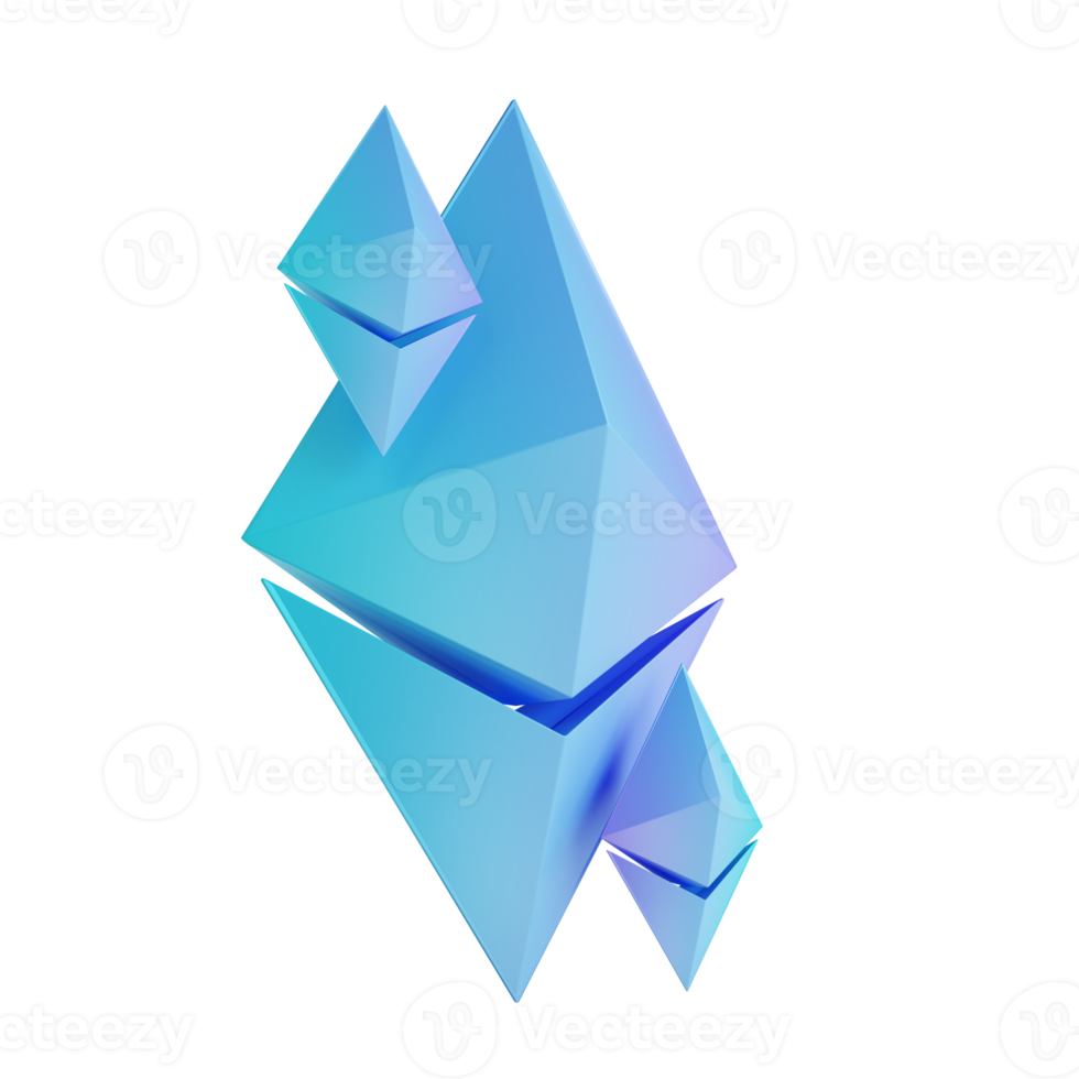 3D illustration Ethereum logo png