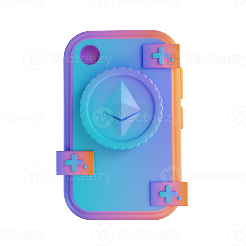 3D illustration mobile Ethereum payment png