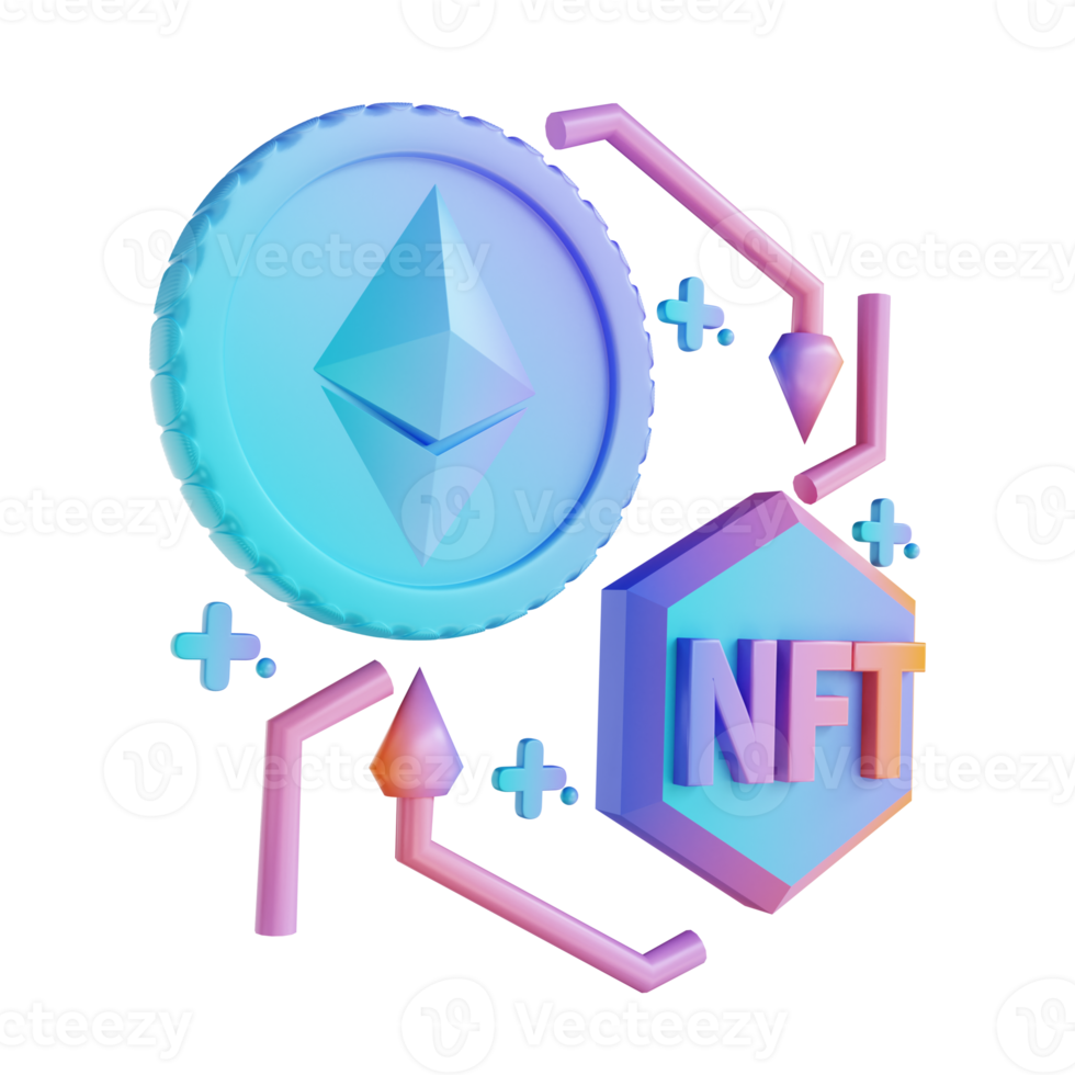 3D illustration Ethereum exchange NFT png
