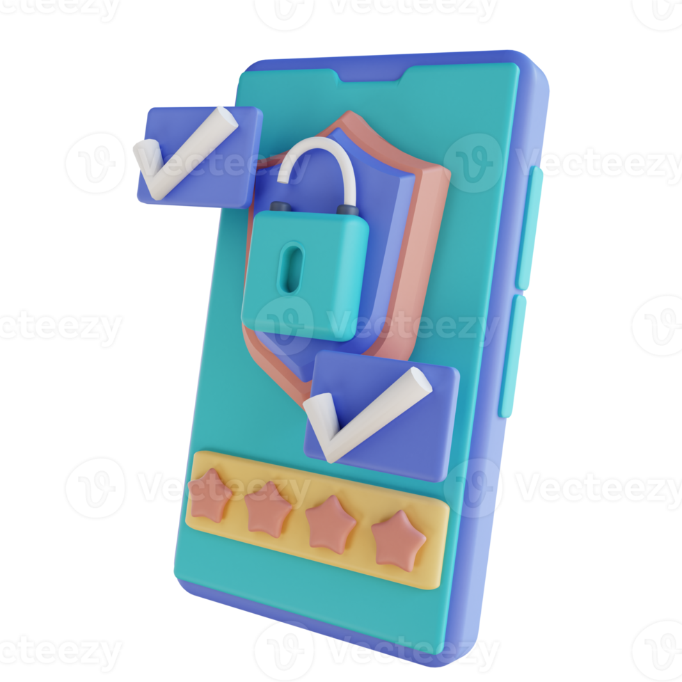 3D illustration mobile password unlock png