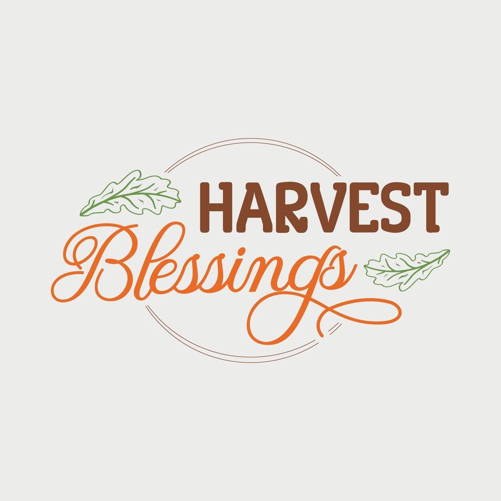 Ilustración de vector de bendición de cosecha, letras dibujadas a mano con citas de otoño, diseños de otoño para camiseta, afiche, impresión, taza y tarjeta