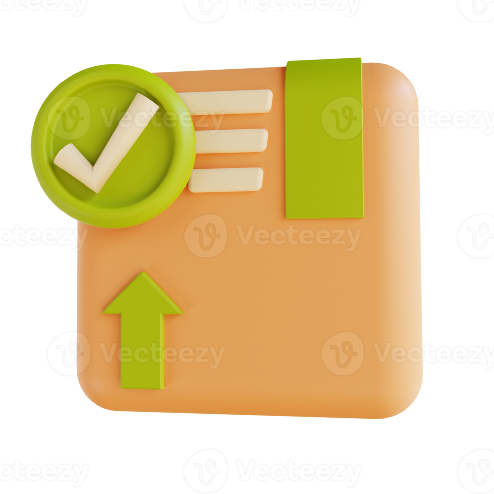 3D illustration check package packing png