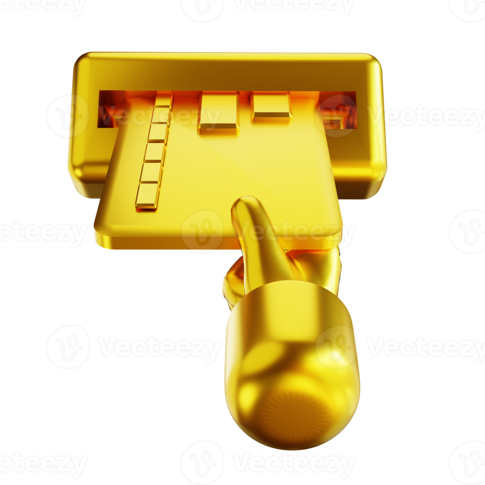 3d illustratie gouden geld overdracht gereedschap en hand- png