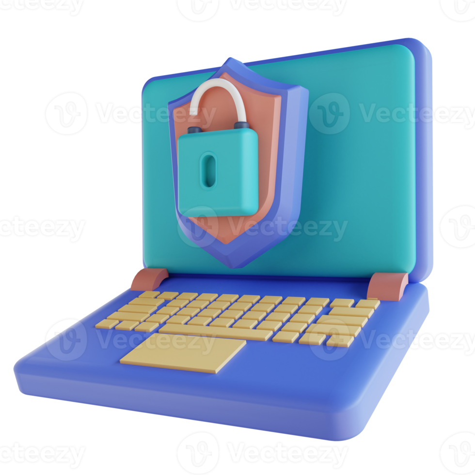 3d illustrazione il computer portatile sbloccare png