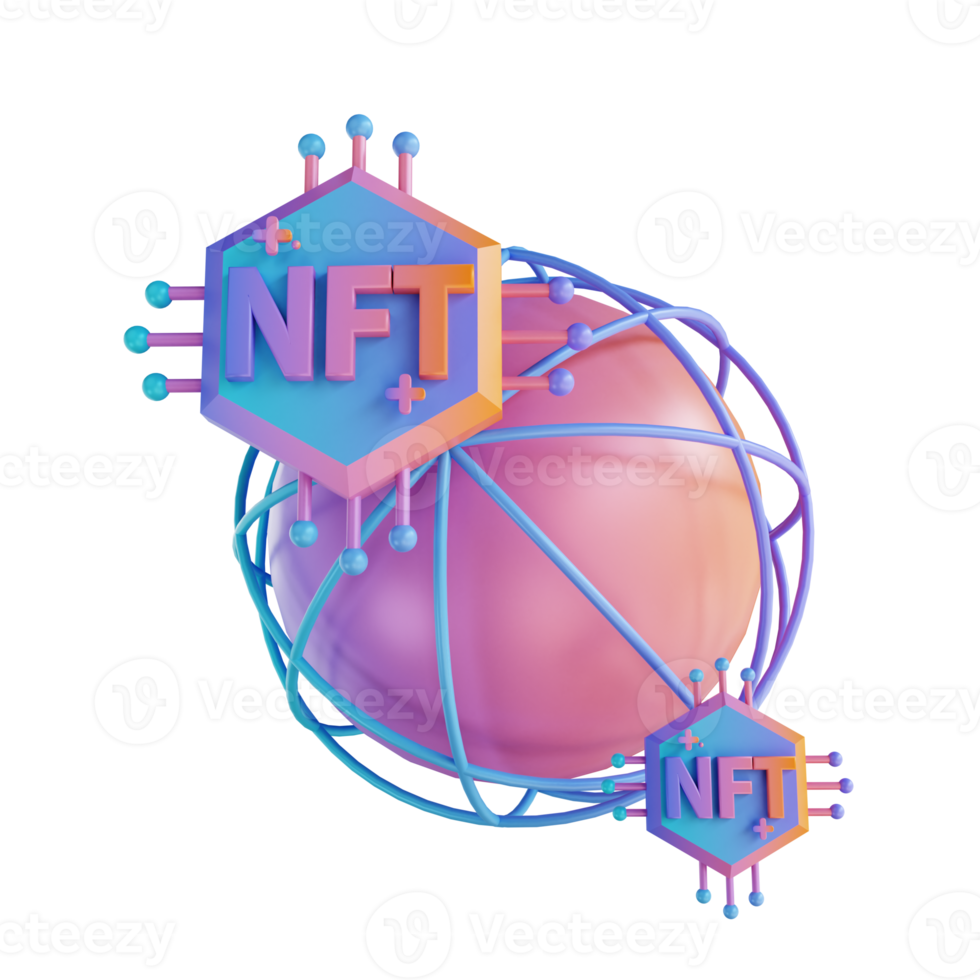 3D illustration global NFT png