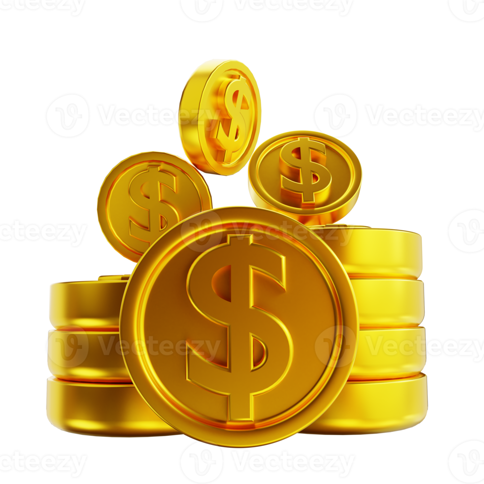 3d illustratie gouden geld munten png