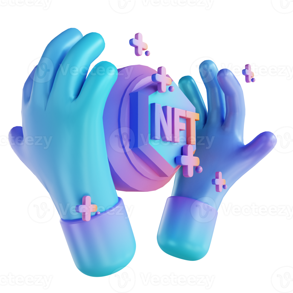 3D illustration NFT hand colorful png