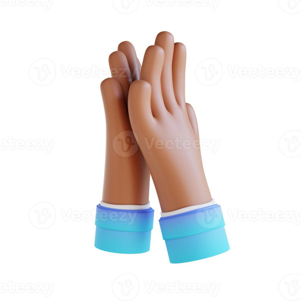 3D illustration clap hand gestures png