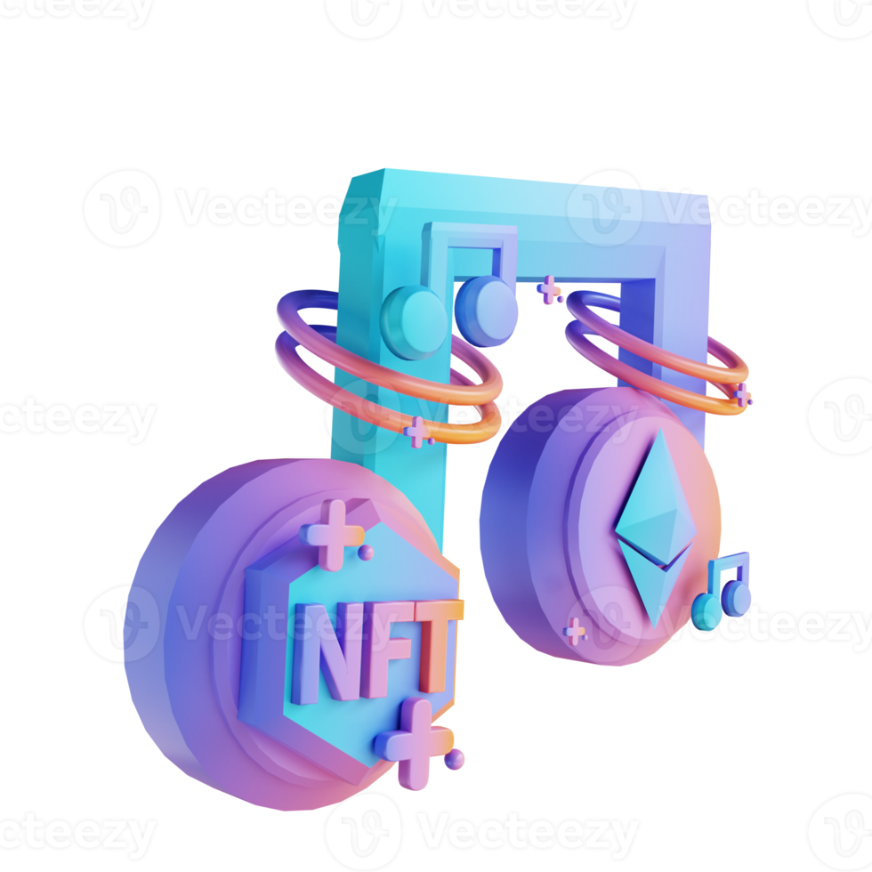 3d illustration nft musique png