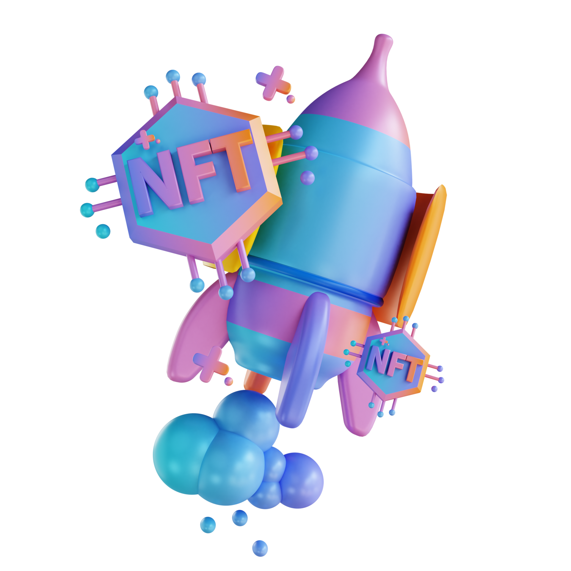 3D illustration NFT rocket launch 10842645 PNG