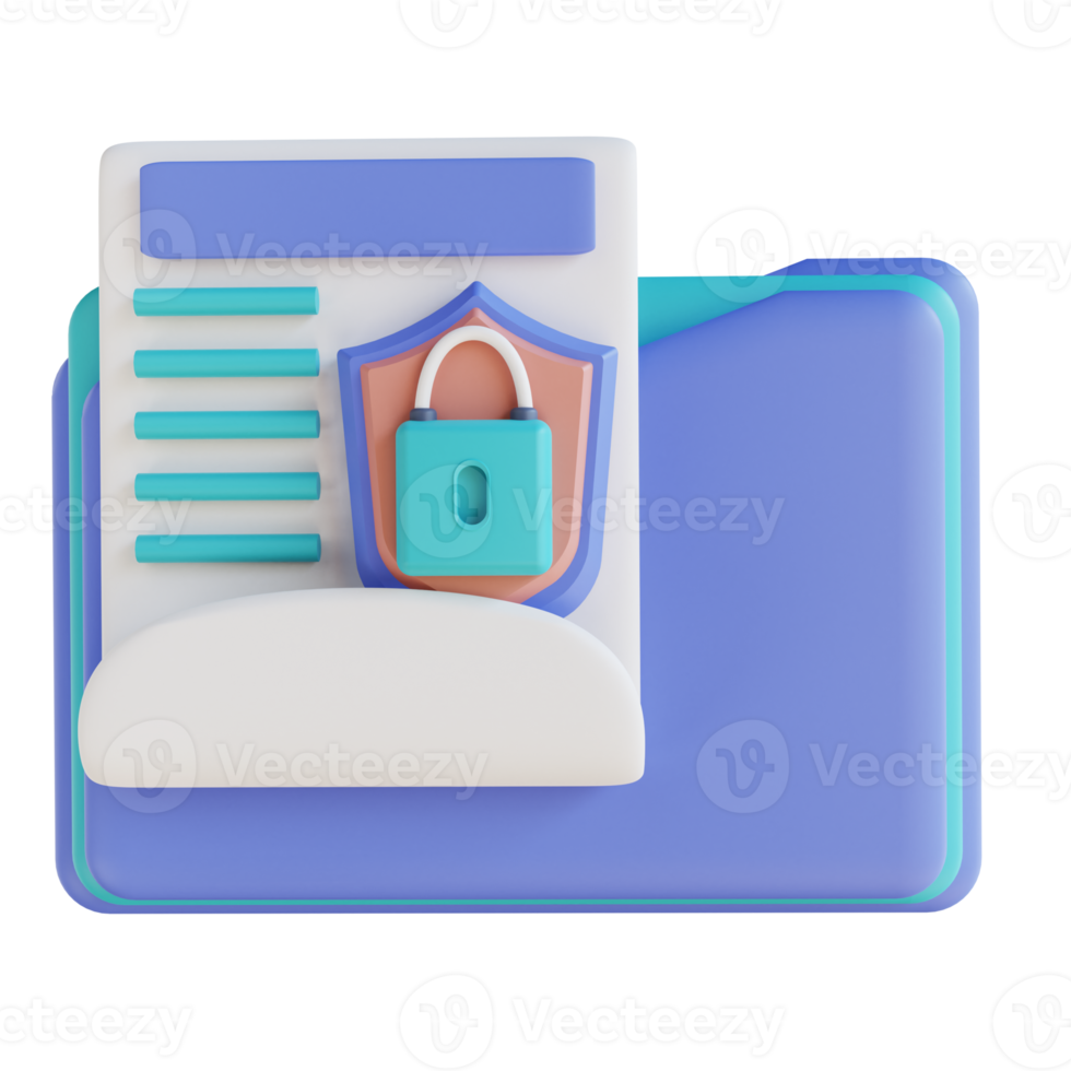3D illustration locked folder document png