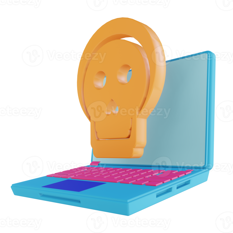 3D illustration laptop viruses png