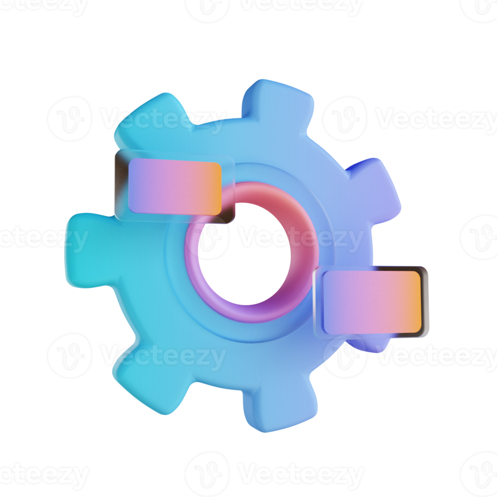 3D illustration colorful gear setting png