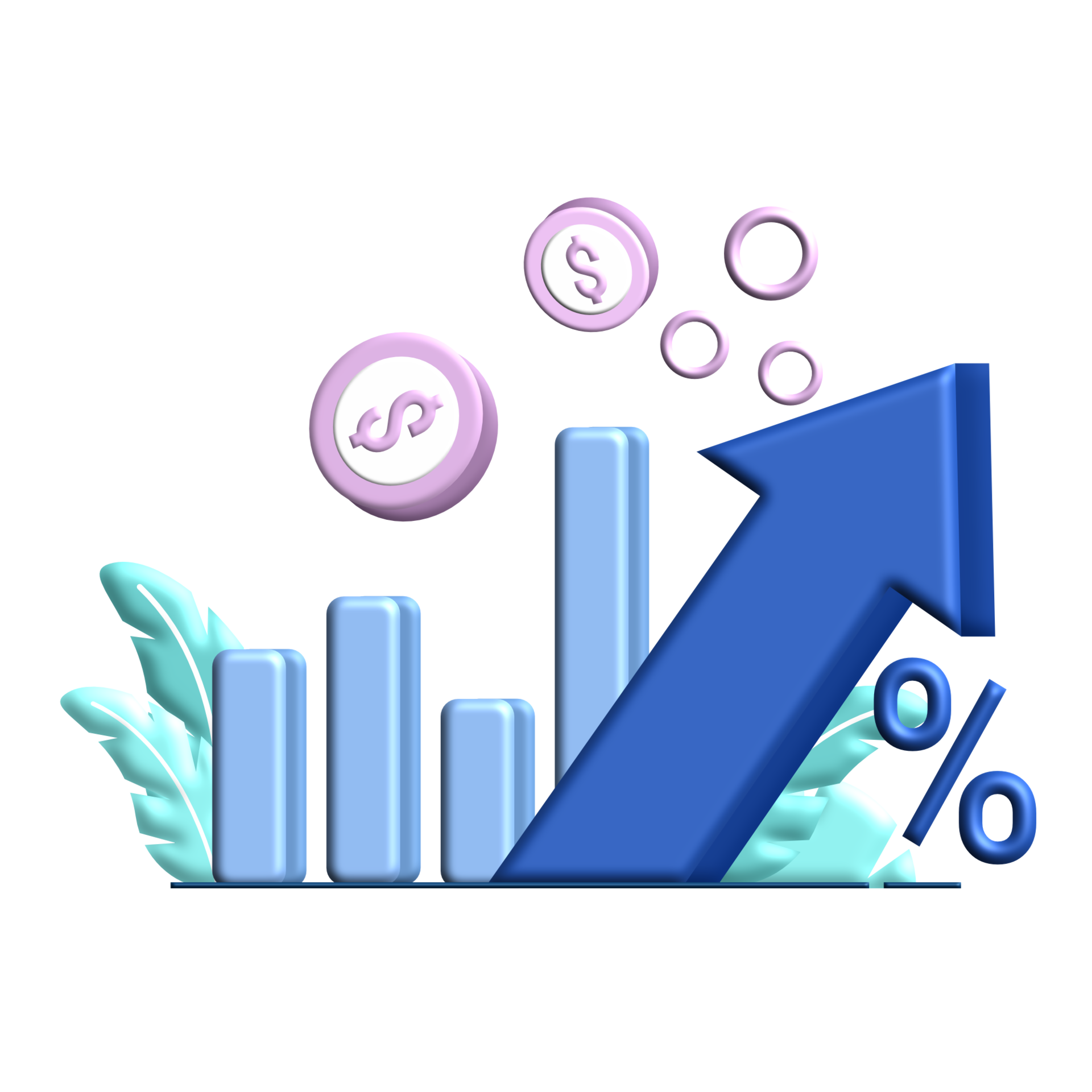 inflation chart 3d flat Illustration for business finance chart percent