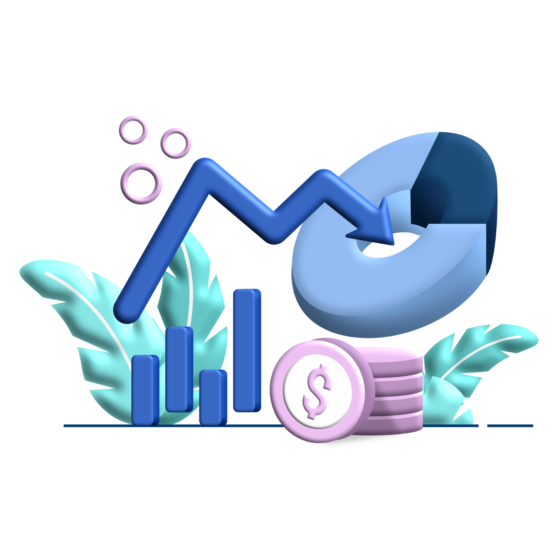 inflation rate 3d flat Illustration for business finance chart percent