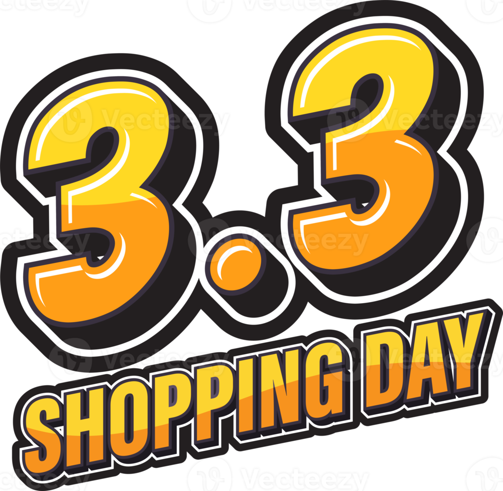 3.3 Shopping day font expression pop art comic speech bubble png