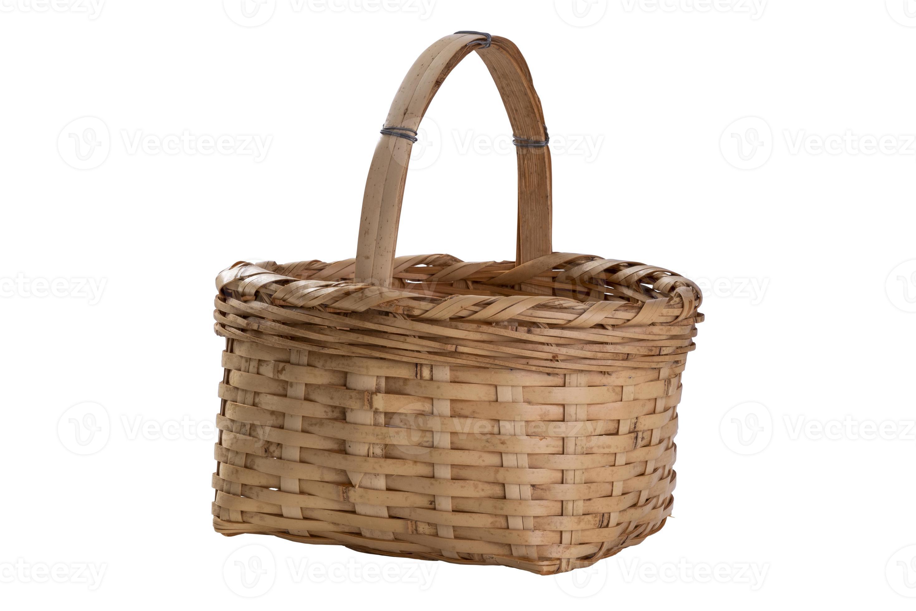 an old basket made with bamboo on white background 10842907 Stock Photo