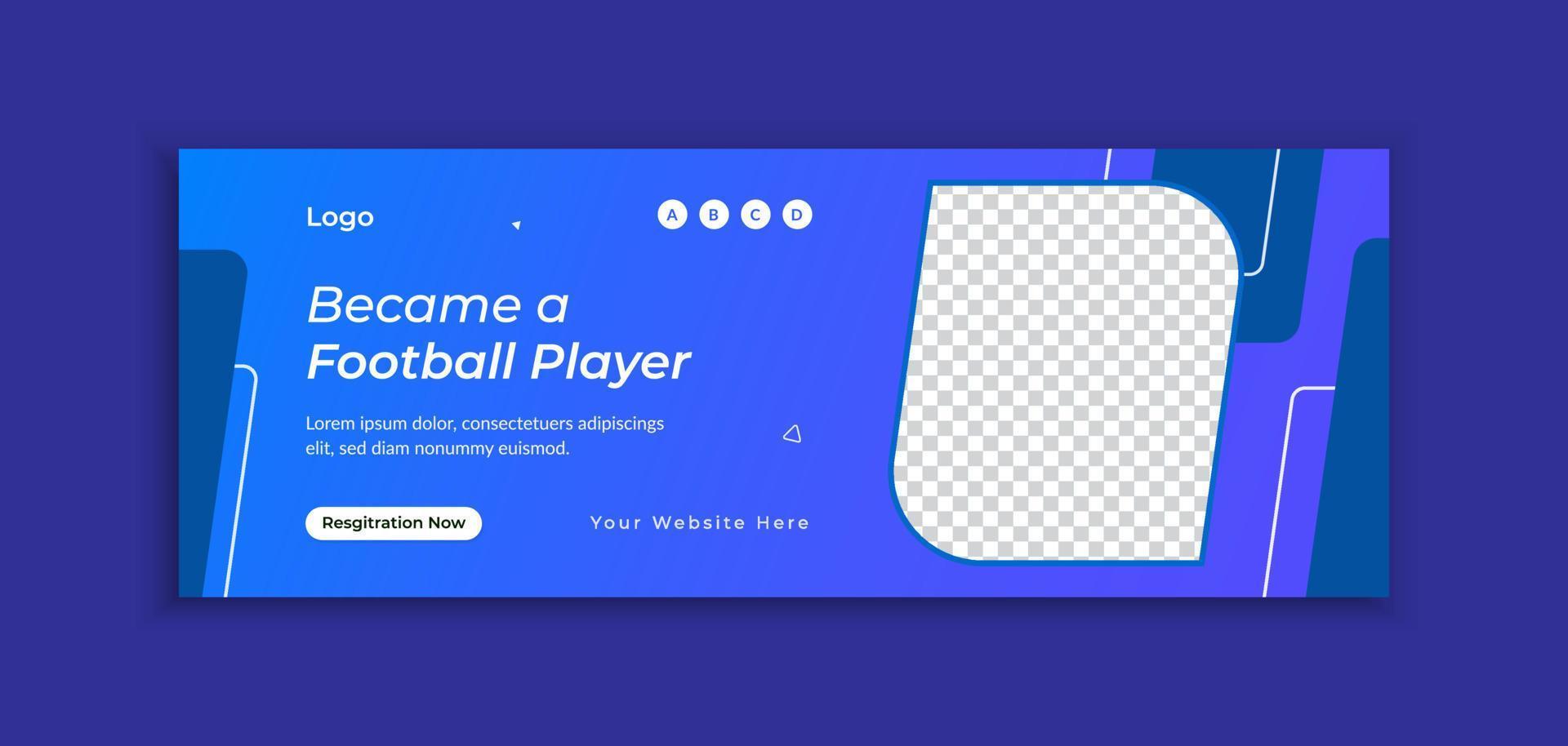 Beautiful blue background and football or soccer web banner template layout vector