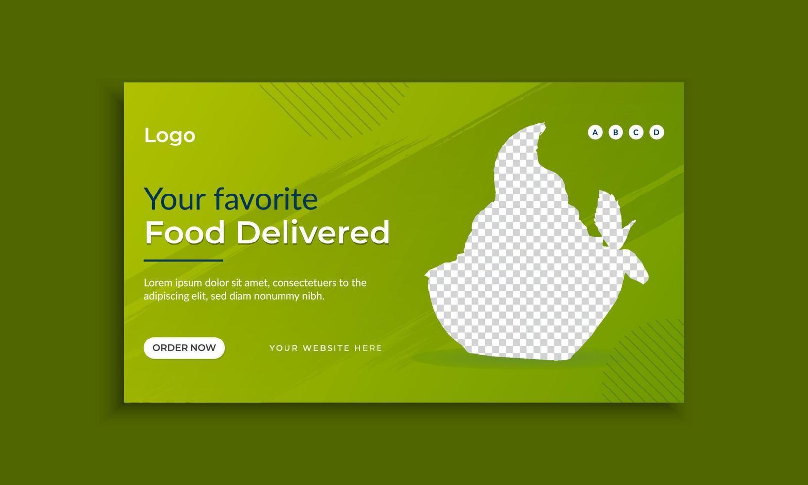 banner web de comida entregada y plantilla de publicación en redes sociales vector