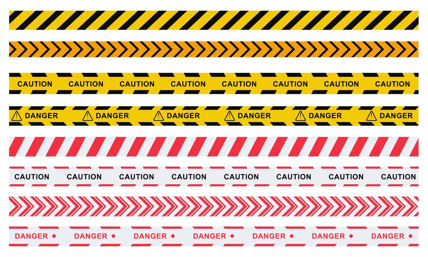 Hazardous warning tape collection set. Easy editable stroke. Vector illustration. EPS 10.