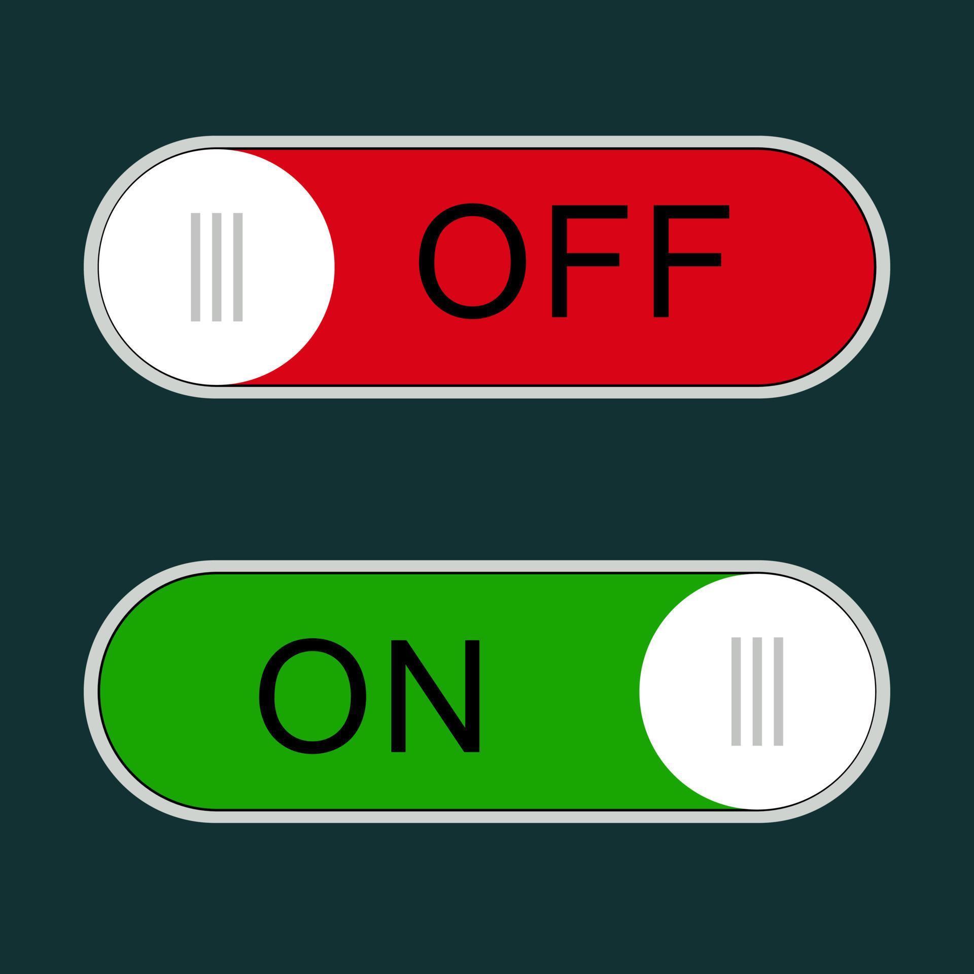 On and off toggle switch button icon set. Vector illustration. EPS 10