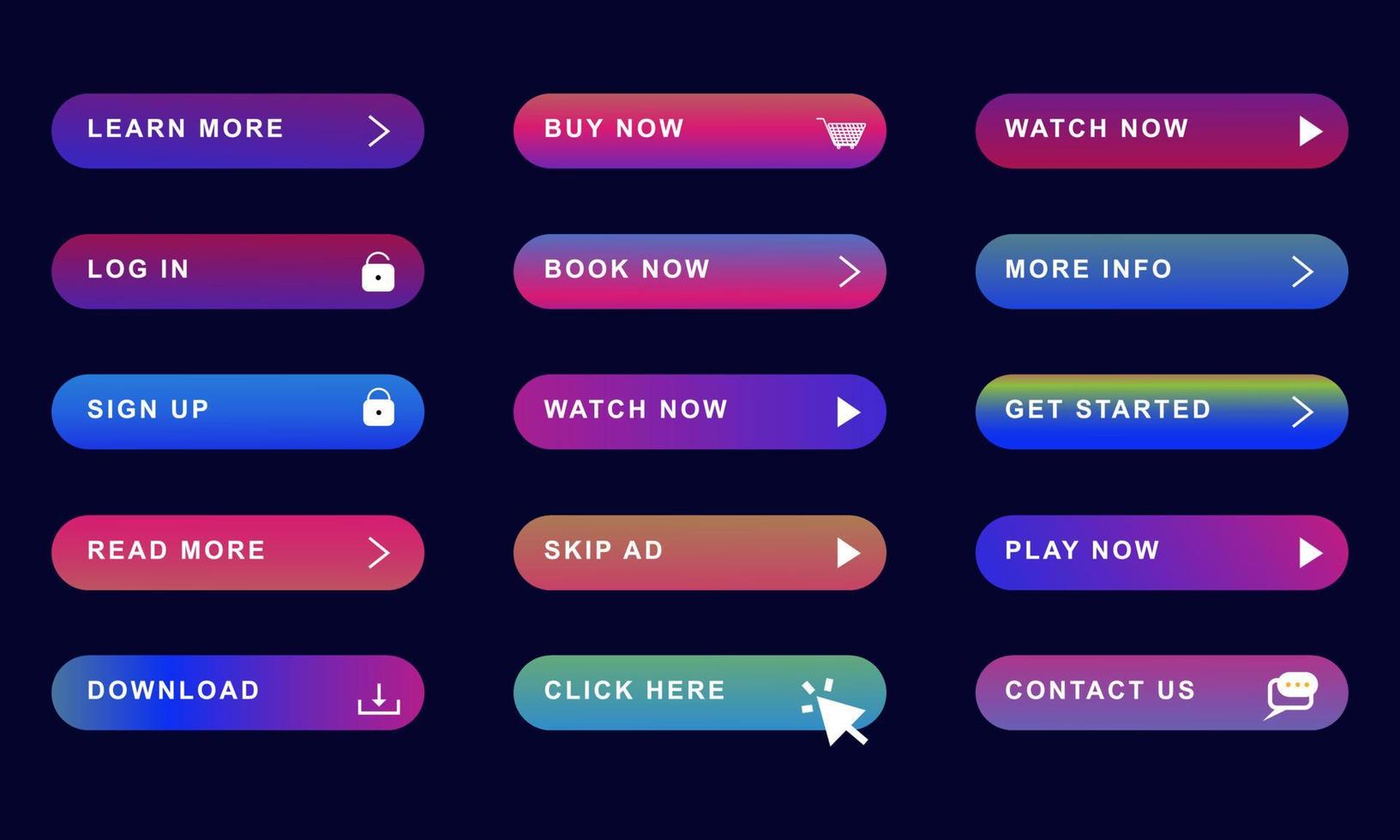 Buttons for web icon set. Easy editable vector illustration. EPS 10.