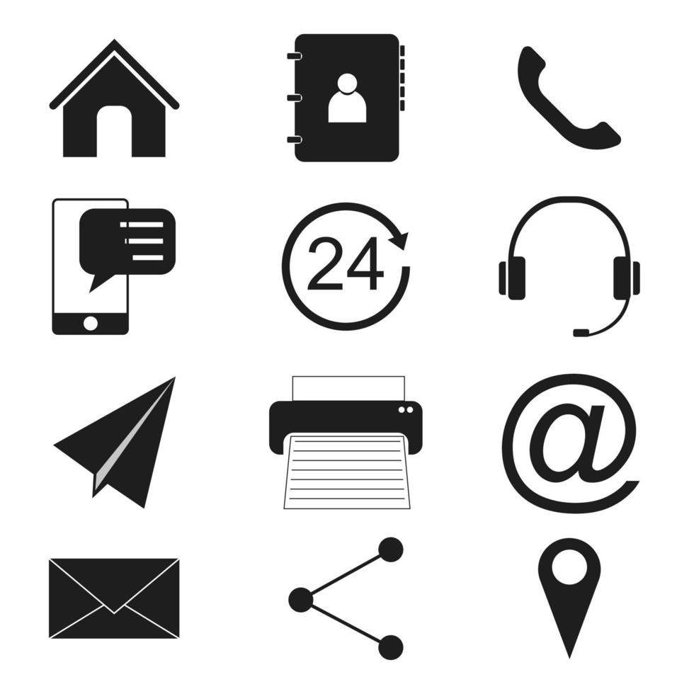 Contact us icons set. Simple flat icons for web and mobile app. Vector illustration. EPS 10.