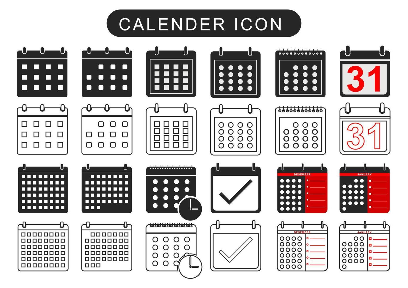 conjunto de colección de iconos de calendario. marque la aplicación de la agenda, la hora, el reloj, la fecha límite, el icono de la página de fecha y marque hecho, sí, éxito, verificación, aprobación, confirmación. ilustración vectorial eps 10. vector