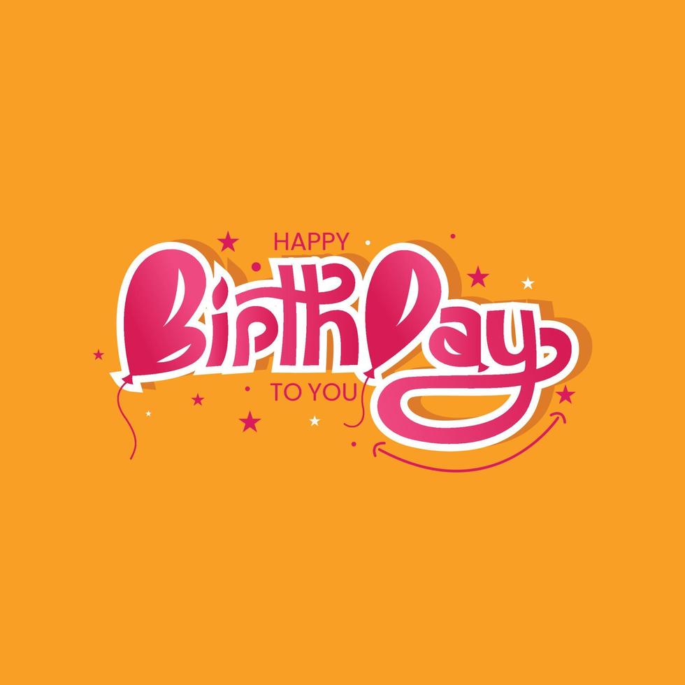 diseño vectorial de tipografía de feliz cumpleaños para tarjetas de felicitación y póster con globo, confeti y caja de regalo, plantilla de diseño para celebración de cumpleaños. vector