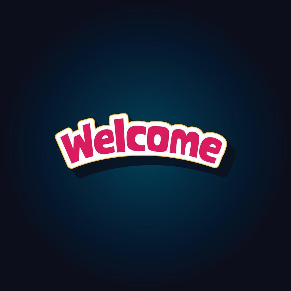 Welcome Lettering and Typography design on dark color blue background. Creative art concept, vector illustration