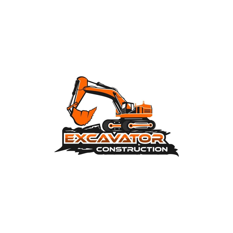 logotipo de excavadora creativa - ilustración vectorial, diseño de emblema de excavadora sobre un fondo blanco. adecuado para su necesidad de diseño, logotipo, ilustración, animación, etc. vector