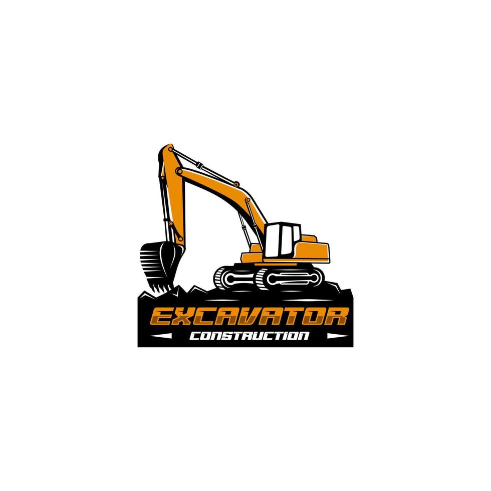 logotipo de excavadora creativa - ilustración vectorial, diseño de emblema de excavadora sobre un fondo blanco. adecuado para su necesidad de diseño, logotipo, ilustración, animación, etc. vector